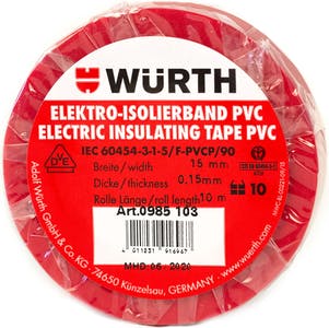 Ηλεκτρομονωτική Ταινία PVC Wurth Κόκκινη 25m x 19mm