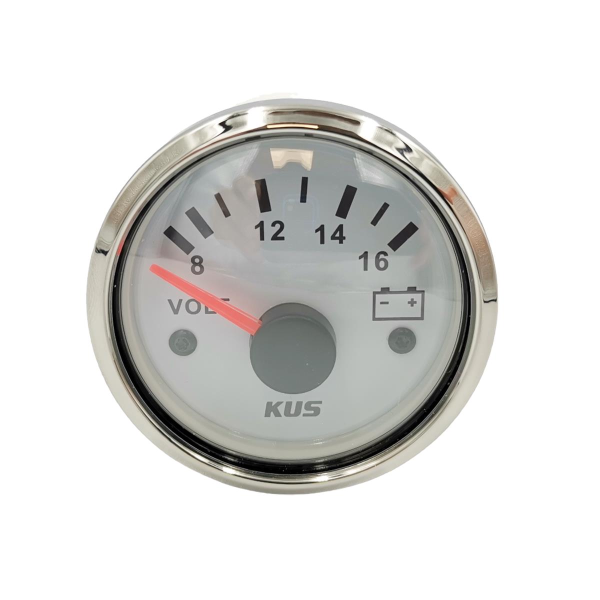 Βολτόμετρο KUS 8-16V Inox Λευκό
